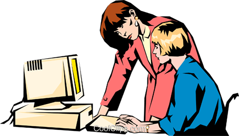 Two Businesswomen At Computer Royalty Free Vector Clip - Database Schema (480x273)