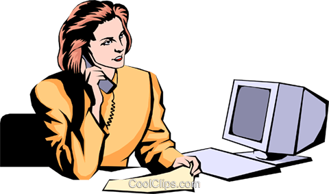 Woman On Phone Royalty Free Vector Clip Art Illustration - Office Building Clip Art (480x284)