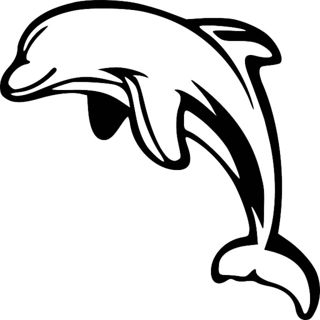 Dolphin Clipart Black And White Dolphin Clipart Black - Delfin Blanco Y Negro (1024x1024)