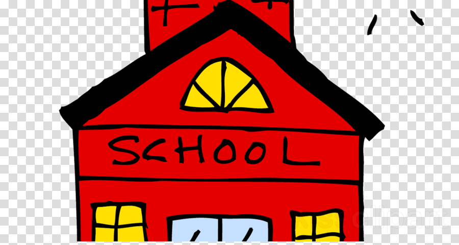 Download Elementary School Cartoon Transparent Clipart - Red School House Clip Art (900x480)