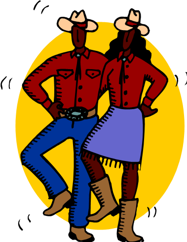 Country Western Dance - Line Dancing Clipart Gif (379x490)