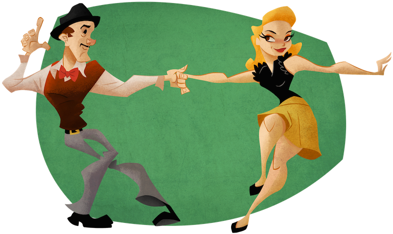 Kevin And Jo Cartoon Pose Full - Michael Lombardi Painting (800x505)