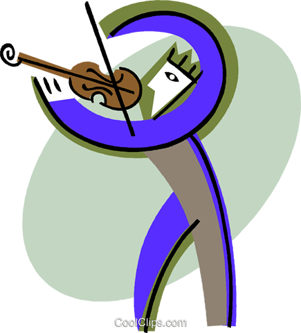 Man Playing Violin Royalty Free Vector Clip Art Illustration - Man Playing Violin Royalty Free Vector Clip Art Illustration (435x480)