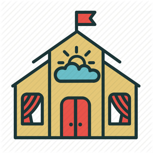 Banner Black And White Library Climber Clipart Child - Kindergarten Building Icon (512x512)