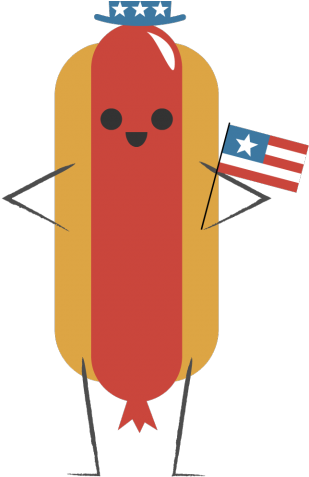 Hot Dogs Clipart 4th July - Wir Gehen Zusammen Wie Würstchen Und Bier! Karte (640x480)