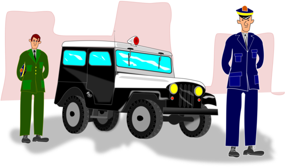 Cartoon Jeep Motor Vehicle Drawing - Policia Con Carro Dibujo (578x340)