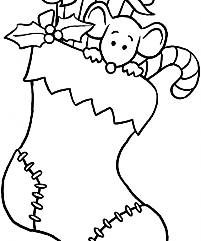 Awesome Printable Christmas Stocking Coloring Pages - Christmas Stocking Black And White (640x768)