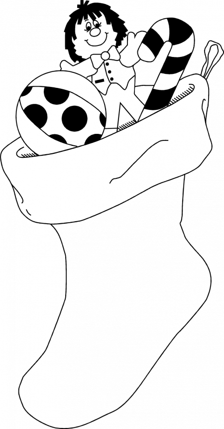 Christmas Stocking Clipart Black And White - Clip Art Black And White (450x859)