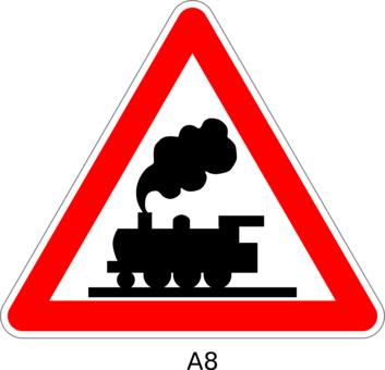 Rail Transport Train Level Crossing Track Computer - Railroad Crossing Sign Png (353x340)