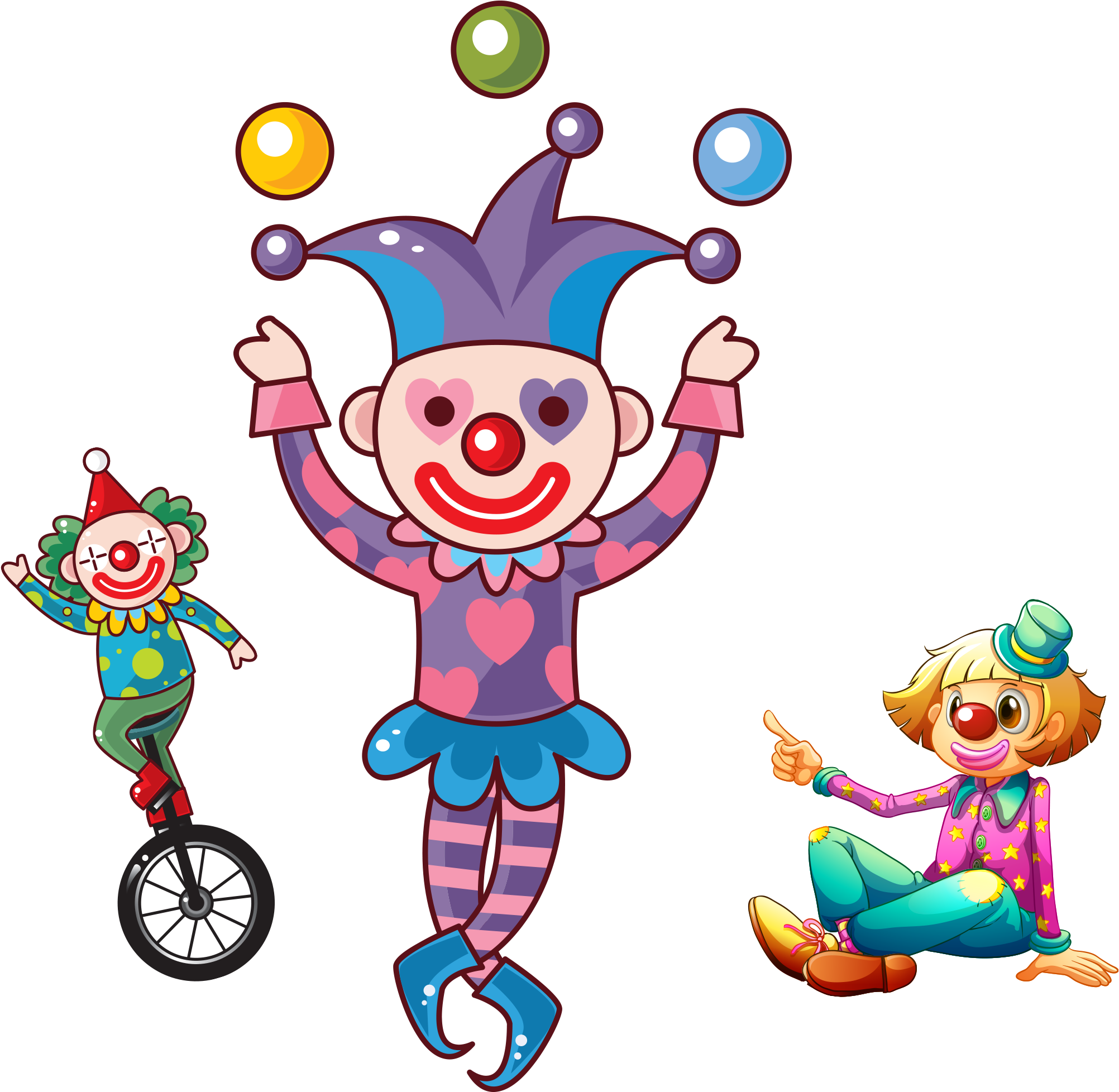 Hand Drawn Cartoon Cute Clown Decoration Vector - Cartoon Circus (2355x2189)