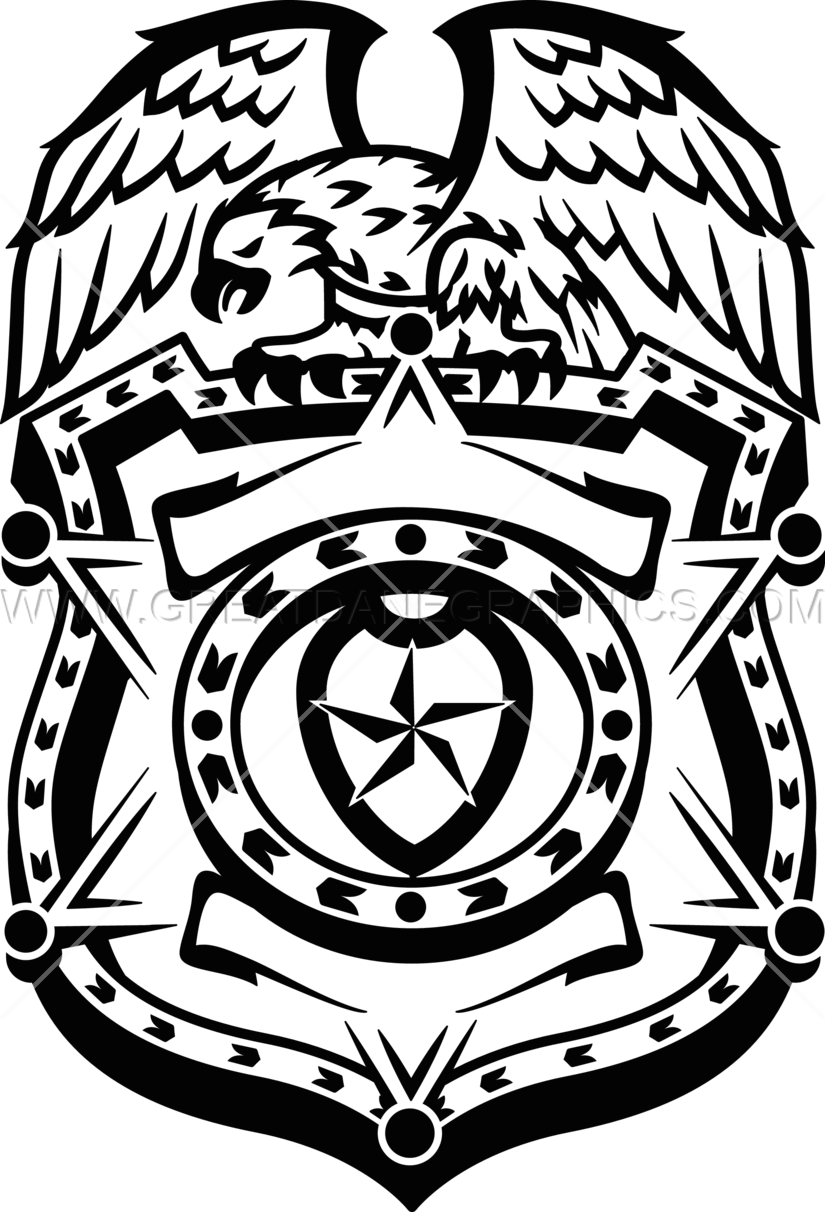 Clipart Black And White Stock Cop Drawing Template - Black And White Police Badge (825x1212)
