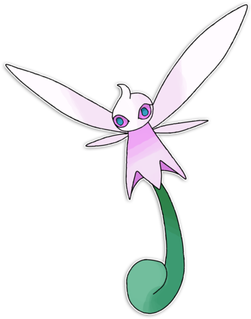 Fairy/grass Type Veelen Uses Its Tail To Hold Onto - Cartoon (400x494)