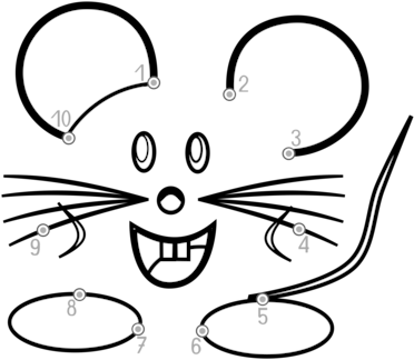 Computer Mouse Connect The Dots Coloring Book Page - Connect The Dots Up To 10 (390x340)