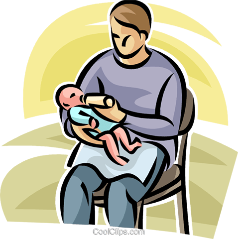 Father Giving A Baby A Bottle Royalty Free Vector Clip - Cartoon (478x480)