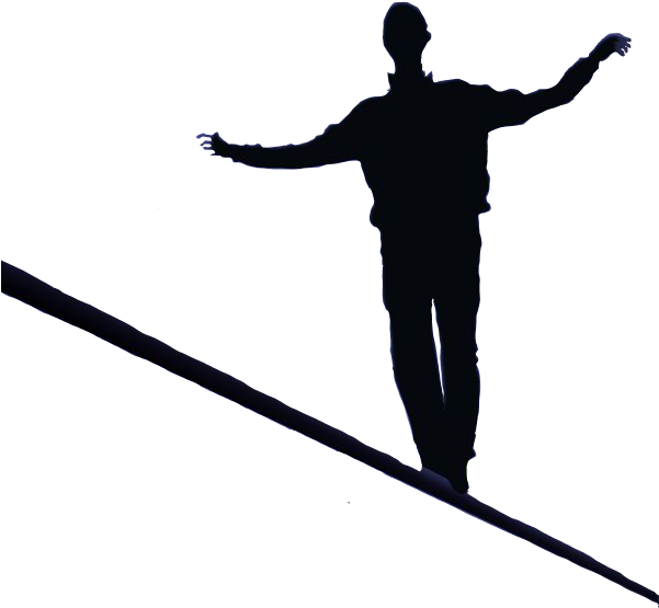 Tightrope Walking Beneath Heaven - Walking On A Tightrope Silhouette (600x635)