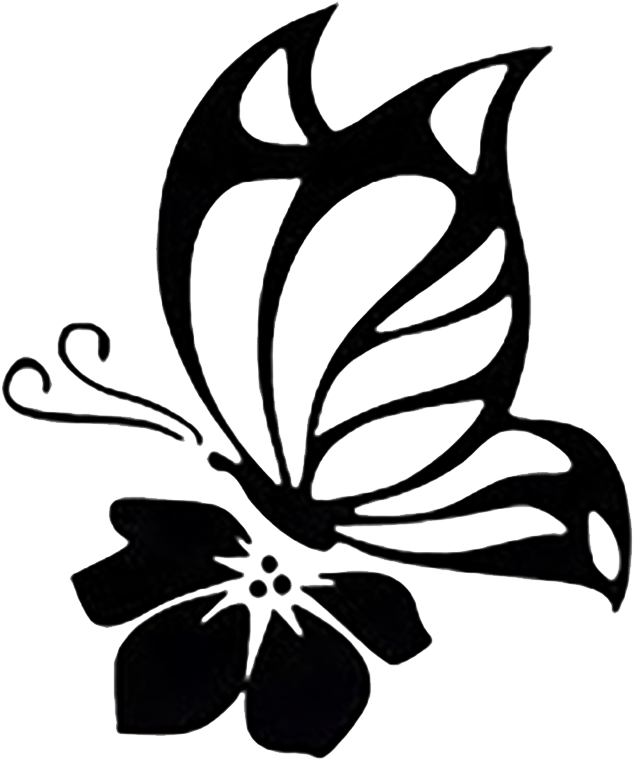 Butterfly On Flower Decal - Butterfly On Flower Silhouette (672x793)