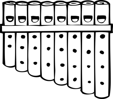 Tobacco Pipe Pan Flute Organ Music - Pan Pipe Clip Art (385x340)