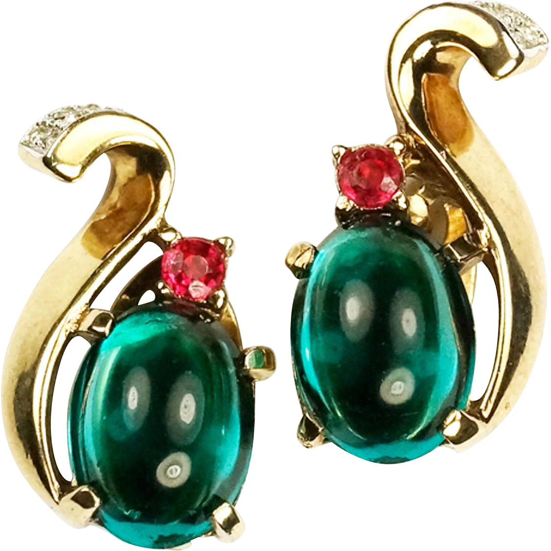 Trifari 'alfred Philippe' Sterling Emerald Cabochon - Emerald (1125x1125)