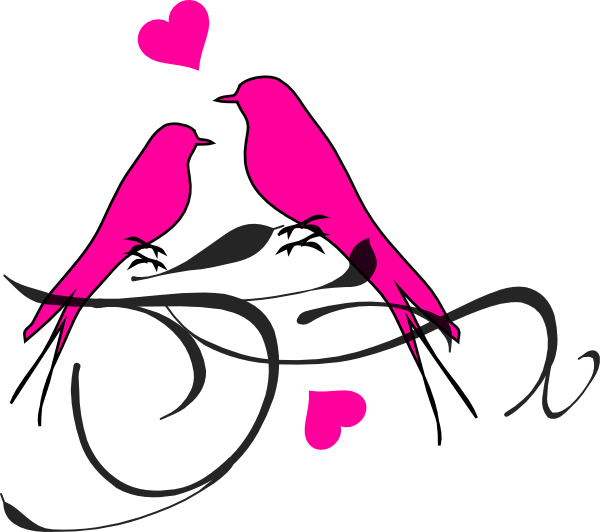 Birds On A Branch Pink And Black Svg Clip Arts 600 - Birds On A Branch Pink And Black Svg Clip Arts 600 (600x532)
