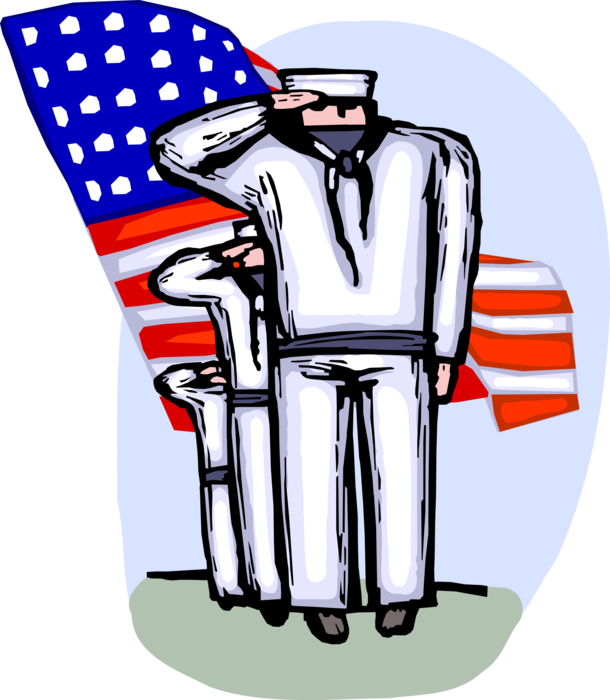 Vector Illustration Of United States Navy Marine Sailors - Illustration (610x700)