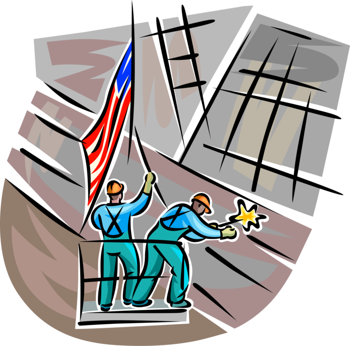 Vector Illustration Of Ground Zero Workers At World - Illustration (709x700)