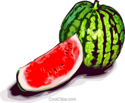 Slice Of Watermelon Royalty Free Vector Clip Art Illustration - Watermelon (480x396)