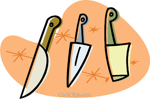 Kitchen Knives Royalty Free Vector Clip Art Illustration - Knife (480x319)
