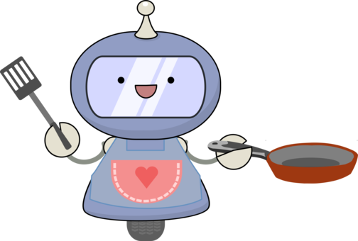 Robot Cooking Cartoon Chef Kitchen - Food Robot Clip Art (504x340)