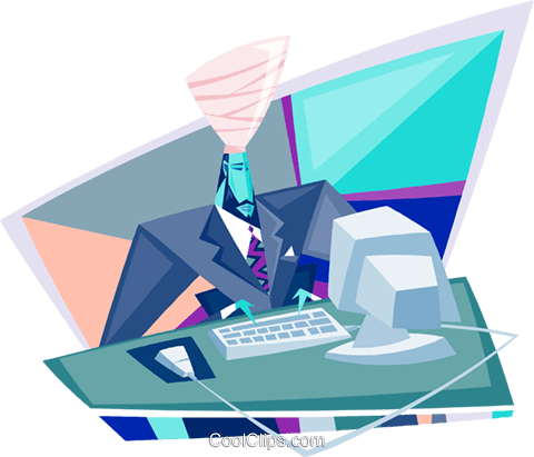 Businessman Working At A Cv Royalty Free Vector Clip - Illustration (480x411)