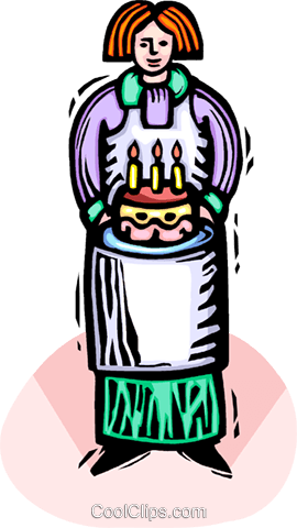 Woman With A Birthday Cake Royalty Free Vector Clip - Woman With A Birthday Cake Royalty Free Vector Clip (270x480)