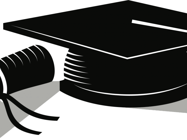 Graduation Clipart Grade School - Graduation Cap And Scroll Black And White (640x480)
