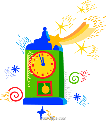 Mantle Clock Royalty Free Vector Clip Art Illustration - Past Tense (417x480)