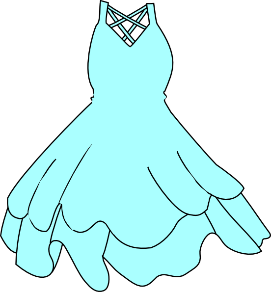 Dress Clip Art - Blue Dresses Clipart (552x595)