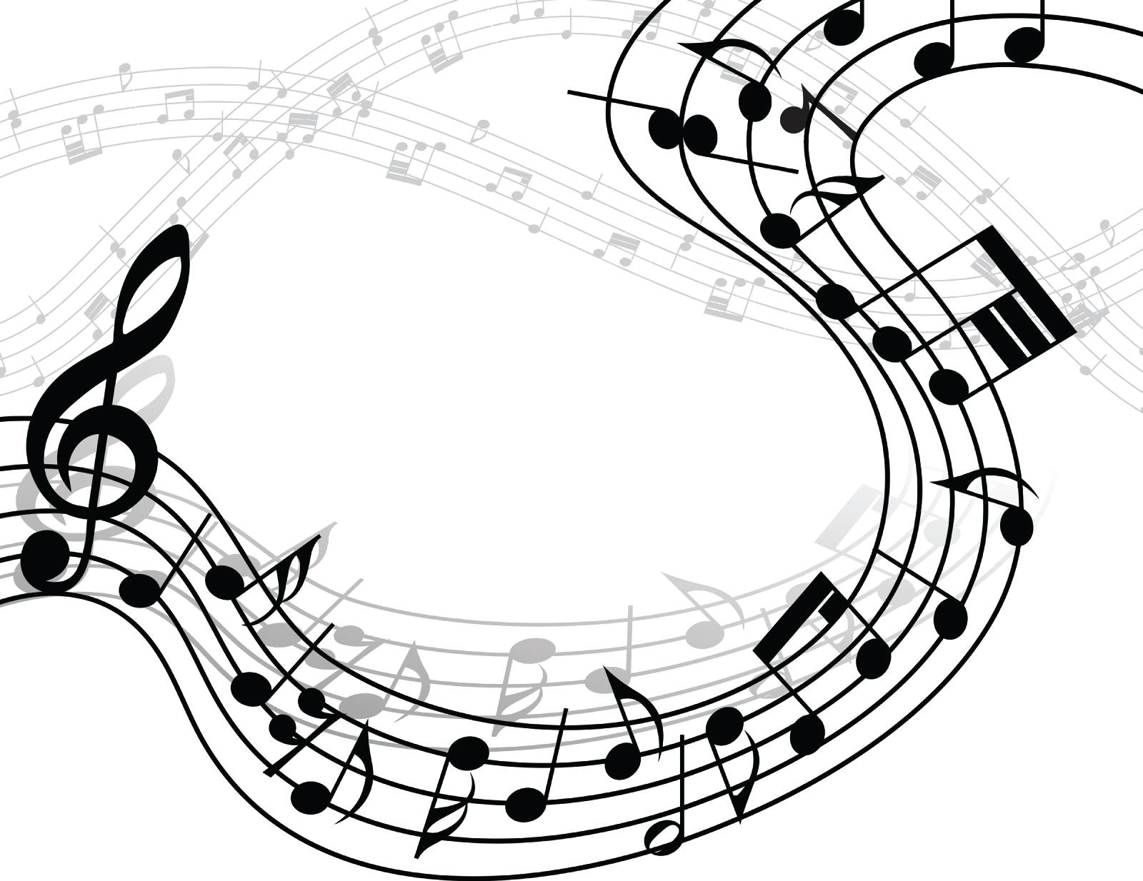 Notes Drawing Transparent Background - Transparent Background Transparent Music Note Design (1600x1234)