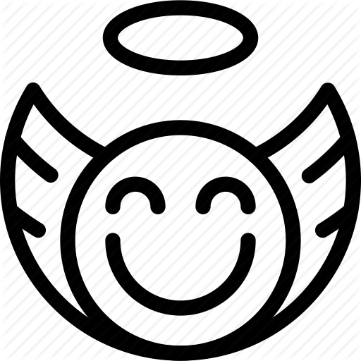 Angel Icon Clipart Smiley Computer Icons Clip Art - Angel Emoji Black And White (512x512)