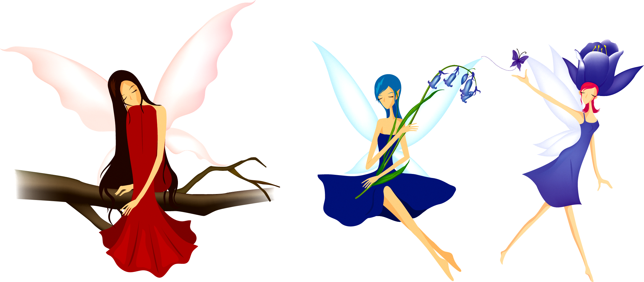 Clip Art Royalty Free Cartoon Angel Transprent Png - Flowers Seen Like A Dancing Girl (2244x984)