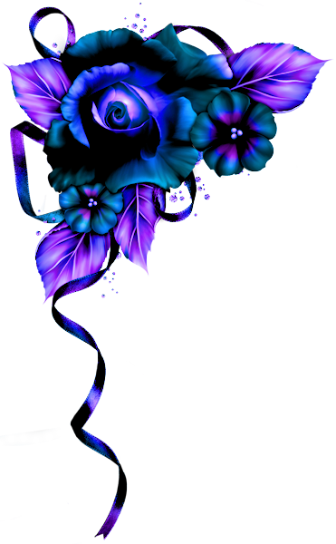 Flowers Vintage Flowers, Flower Frame, Flower Art, - Corner Blue Flowers Rose (371x600)