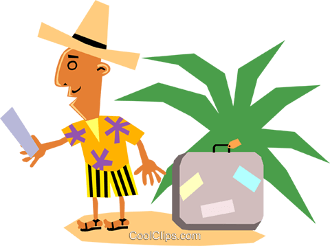 Funky Picasso Man On Vacation Royalty Free Vector Clip - Vacation Cartoon Transparent (480x358)