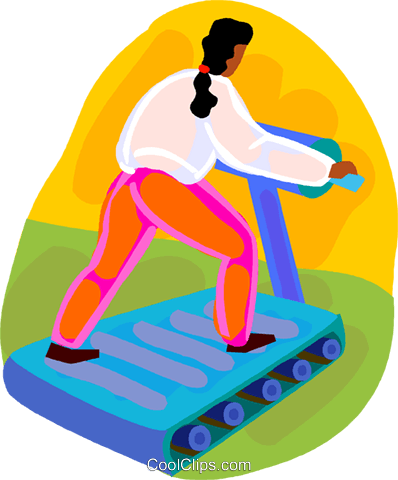 Woman Running On The Treadmill Royalty Free Vector - Food (398x480)