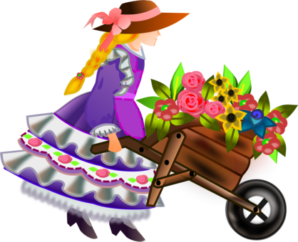 Wheelbarrow Flowerpot Computer Icons Flower Garden - La Sombra De Las Muchachas En Flor [book] (418x340)