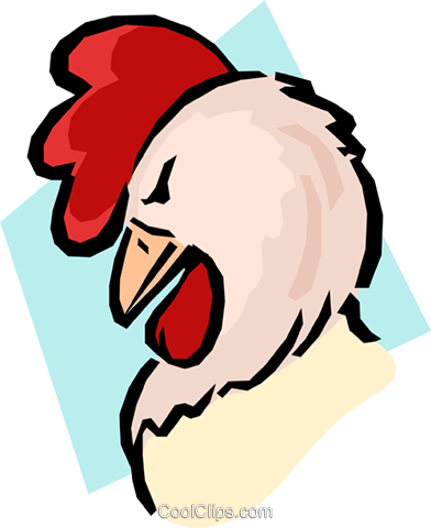 Cartoon Rooster Royalty Free Vector Clip Art Illustration - Rooster Head (392x480)