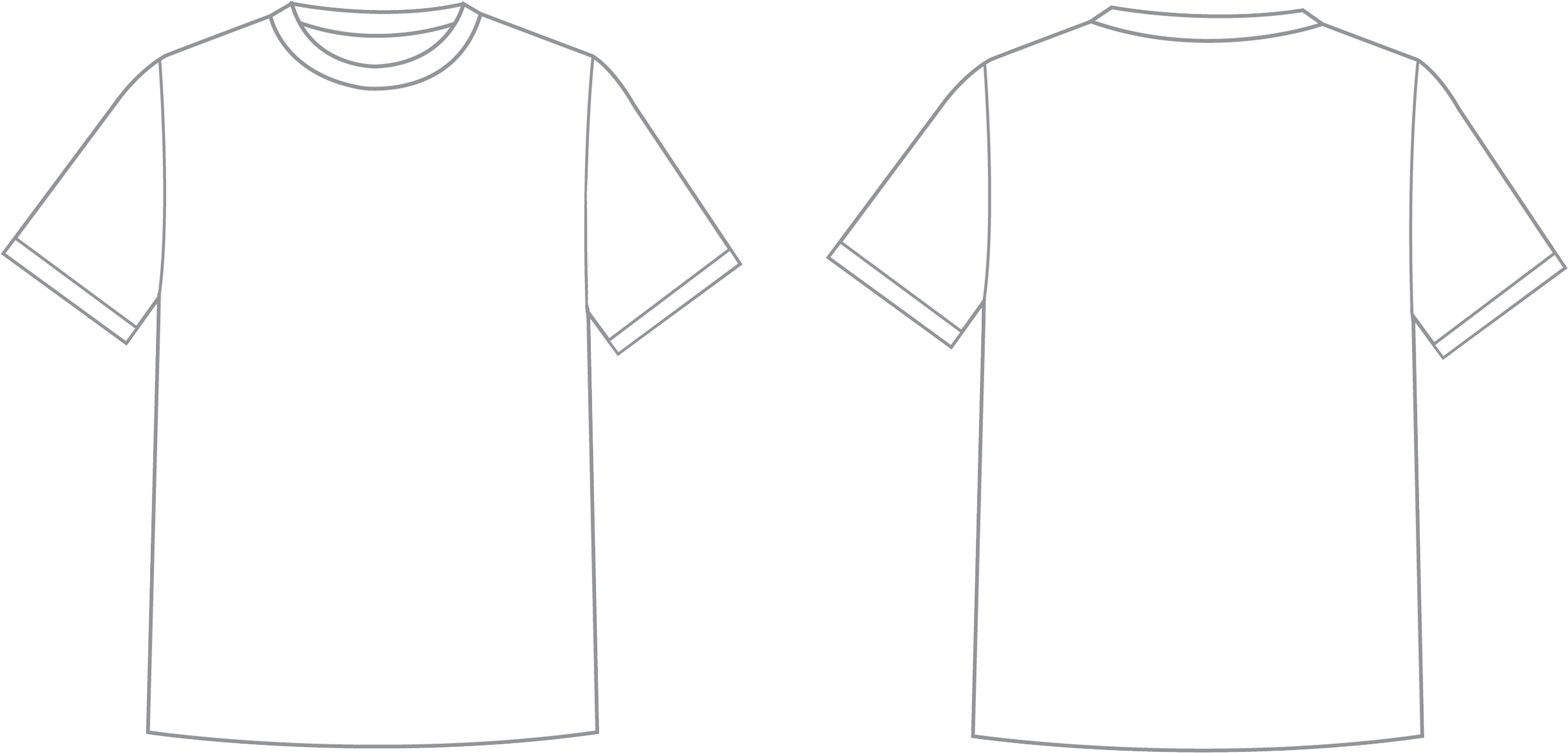 Black T Shirt Template Png - White T Shirt Template Png (2850x1390)