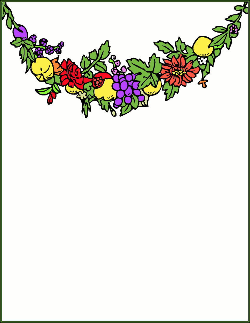 Download Vegetable And Fruit Border Design Clipart - Clip Art Border Fruits And Vegetables (850x1100)