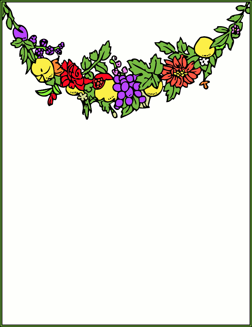 Download Vegetable And Fruit Border Design Clipart - Clip Art Border Fruits  And Vegetables - (850x1100) Png Clipart Download, image size:850x1100