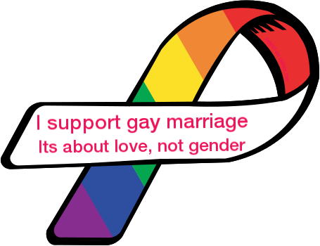 I Support Gay Marriage / Its About Love, Not Gender - Rainbow Ribbon For Cancer (455x350)