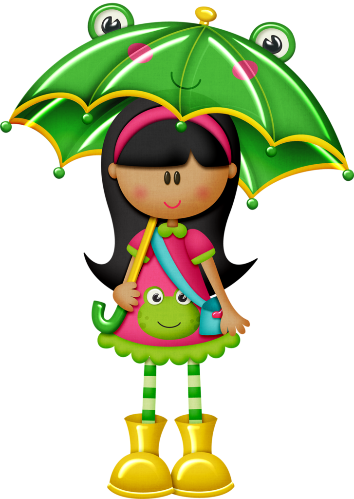 Clip Art - Dibujos De Niños Con Paraguas (727x1024)