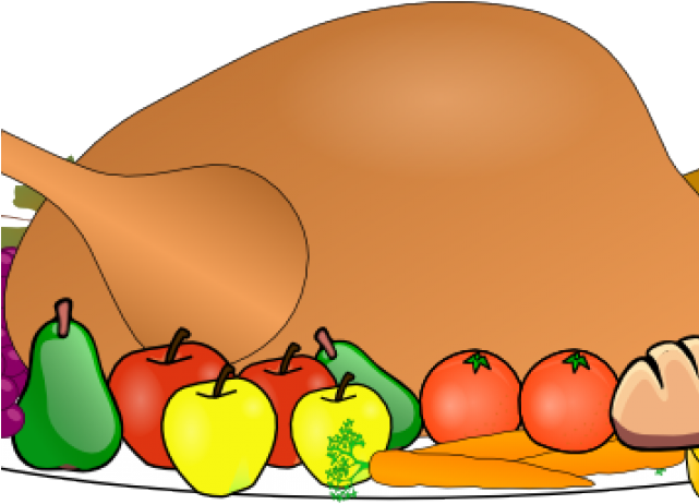 Thanksgiving Food Clipart - Thanksgiving Feast Cartoon Clipart (640x480)