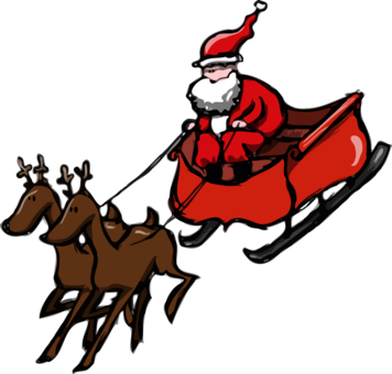 Santa Claus's Reindeer Mrs - Santa Claus Clipart Cars (356x340)