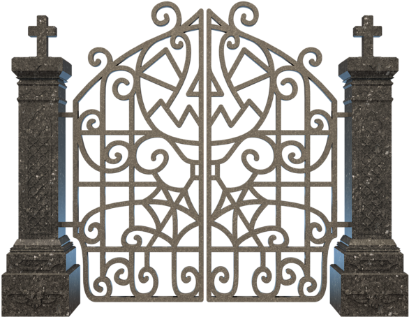 Halloween Graveyard Gate Png Clipart Image - Gate Clipart Png (600x486)