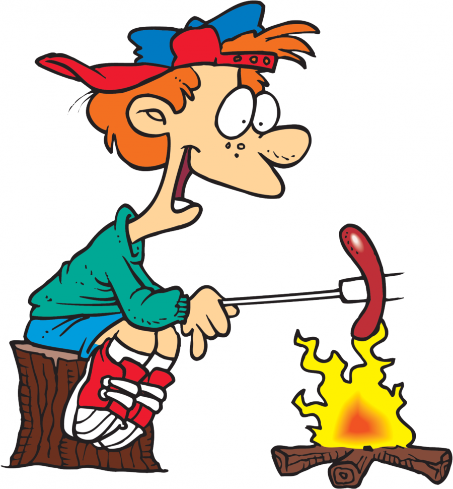 Campfire Cooking Clipart S'more Barbecue Clip Art - Roasting Hot Dogs Clipart (900x970)